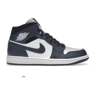 Nike Air Jordan 1 Mid Armory Navy Blue White Shoes Y 7 / Women’s 8.5 554724-411
